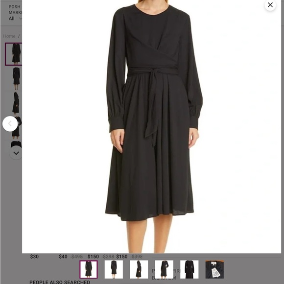 Hugo Boss Boss Responsible Dacawa Black Long Sleeve Front Tie Dress sz 8 new